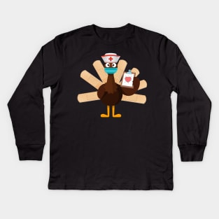 thanksgiving nurse turkey Kids Long Sleeve T-Shirt